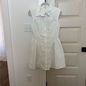 Sleeveless White Lace Mini Dress